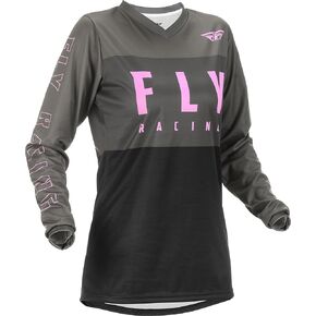 Fly Racing 2022 Youth Women's F-16 Jersey (Grey/Black/Pink, Youth X-Large)