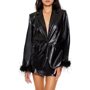 Forever 21 Faux Feather & Leather Blazer