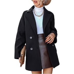 Soly Hux Women’s Label's Frailted Overcted Overcted Sleeve Sleeve Dropt Counder Coath مع جيوب