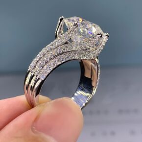 Htayekog moissanite خاتم الخطوبة للنساء ، الوعد الكلاسيكي خاتم الستة حلقة مخلب solitaire moissanite