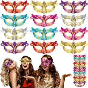 60 حزمة قناع تنكري متعدد ألوان القناع الذهب اللامع مطلي Mardi Gras قناع Purim Mardi Gras in Kuwait