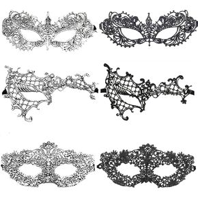 6PCS Masquerade Mask Women, Fun Lace Masks Mask for Masquerade for Costume Parties, Mardi Gras, Role Plays