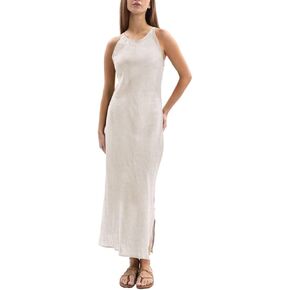 Amazhiyu Women's 100% Linen Summer Sleevelesss Splits Bodycon Maxi Dresses Casual