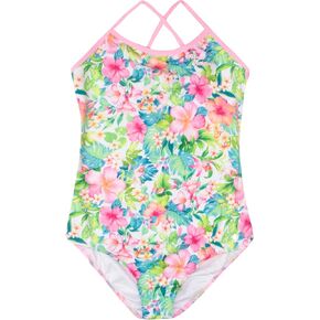 Tommy Bahama Girls Swimsuit - طباعة استوائية ، بدلة السباحة عبر الخلفية - ملابس صيفية سريعة التجفيف للأطفال