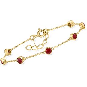 Ross-Simons 2.50 ct. t.w. Bezel-Set Ruby Station Bracelet in 18kt Gold Over Sterling. 7 inches