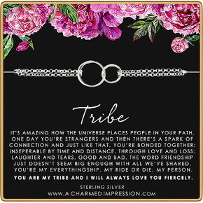 A Charmed Impression Tribe Friendship Bracelet • Sterling Silver Jewelry • Two Connected Circles • Friends Forever • Soul Sister Gift Bracelet • Birthday Gifts for Women • Friendship Jewelry
