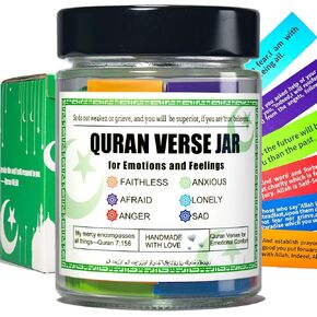 Quran Verse Jar for Spiritual Comfort, Islamic Gifts for Women Men Kids Muslim Friends, Ramadan Decorations, Ramadan Eid Gifts,Quran Prayers & Gratitude Verses in English, Islamic Decor