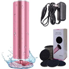 Dermave Electric Foot Callus مزيل مع 60 عبوات - أداة باديكير كهربائية للكعب المتشقق ، وكبار السن والسبا المنزلي - يزيل على الفور البشرة الميتة ، والتشغيل السهل ، والسرعة القابلة للتعديل (الوردي)