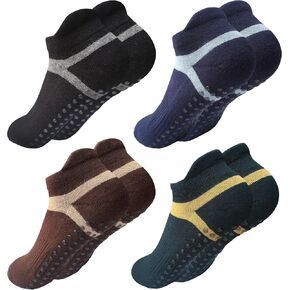 Women Non Slip Grip Ankle Socks with Anti-Skid Soles Cushioned for Yoga, Pilates, Barre,Hospital, Home, Walking