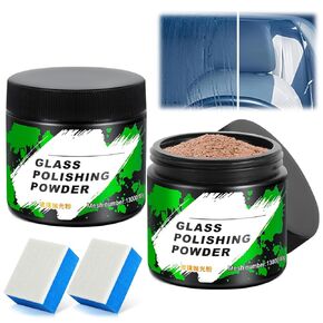 Glass Polishing Powder, Heavy Oil Film Polishing Powder, Oil Film Cleaner for Car, High Performance Professional Windscreen Scratch Removal Powder, Glass Repair Powder, Auto Care Accessories（2PCS）
