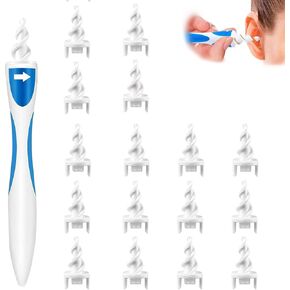 2025 Q Grips Earwax Removal-Spiral Ear Wax Removal Tool, Reusable Washable Earwax Removal Kit, Safe Ear Cleaner with 16 Soft and Flexible Replacement Heads