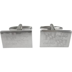 Kiola Designs Silver Toned Etched Maryland State Flag Cufflinks