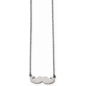 Solid Stainless Steel Polished Mustache Necklace