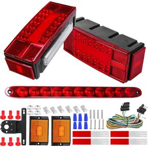 Boat Trailer Lights Kit, Submersible Trailer Light LED Kit with 25FT Wiring Harness Marker Lights Light Bar for 12V Boat Truck RV Over 80 Inch