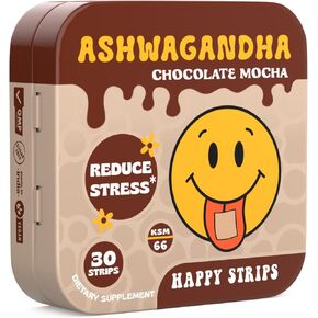 شرائط سعيدة عضوية Ashwagandha KSM 66 & GABA للتخفيف من الإجهاد ، الهدوء ، النوم-سريع المفعول وسري
