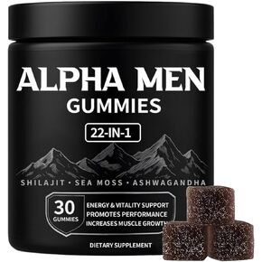 Alpha Gummies for Men - Alpha Complex with Pure Shilajit | Sea Moss | Ashwagandha | Organic Manuka Honey + 19 More Ingredients, Clean Formula, 30 Gummies