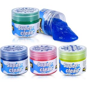 4 Pack Car Cleaning Gel Putty Slime Cleaner for Car Interior Detailing Keyboard Cleaner (Blue Pink Green Yellow)