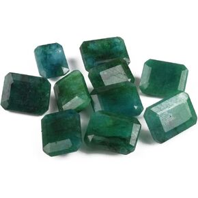 REAL-GEMS Natural Zambian Emerald 200 Ct./20 Pieces Emerald Cut Green Emerald Loose Gemstones Lot