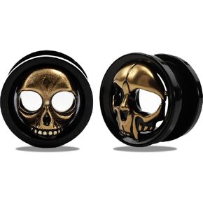 2PCS Gothic Ear Gauges Skull Ear Tunnels Plugs Flesh Stainless Steel Screw Ears Expander Earrings Body Piercing Jewelry 0g-1"(8mm-25mm)