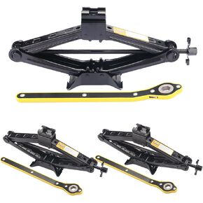 3 Pack 2T Scissor Jack for Car - 2 Ton Robust Steel Car Jack with Saving Effort Ratchet Handle, 2 Ton Load Capacity, Universal Cars Jacks Tool Kit for Auto and Trucks
