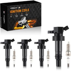 maXpeedingrods UF652 Set of 4 Ignition Coil Pack and Iridium Spark Plugs Fit for Hyundai Accent Veloster, for Kia Rio Soul 2012-2019 1.6L 14, Ignition Coil Kit Replaces UF-652