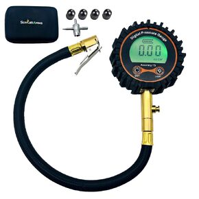 SUVCARMPING Digital Tire Pressure Gauge (Pressure Range 0-250psi) Accurate to 1PSI 2.5" Digital Display Dial Equipped with Valve Nozzle Plastic Cap, for Car, SUV, Truck & Motorcycle.