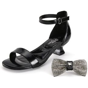 Patpat Girls Low Heel Sandals مع Bow القابلة للإزالة-أحذية Open Toe Dress Form Flower Girl حفل زفاف ، أحذية الأميرة في الكاحل للأطفال الصغار ، الأحجام 11-6