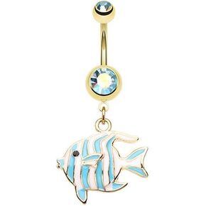 Wildklass Jewelry Golden Stripical Stripe Fish 316L Surgical Steel Belly Button Ring