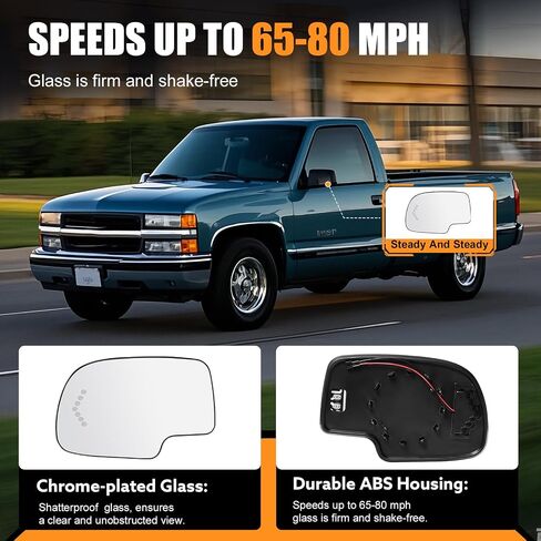 Driver Side Mirror Glass with Turn Signal Replacement for 2003-2007 Cadillac Escalade Yukon Suburban Silverado GMC Sierra Tahoe Avalanche, OE 88944391-Heated 2-Pins Extension Cable Connector in Saudi Arabia