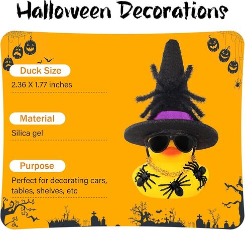 Wonuu Halloween Spider Rubber Duck Decorations Duck Car Ornaments Halloween Accessorie in Kuwait