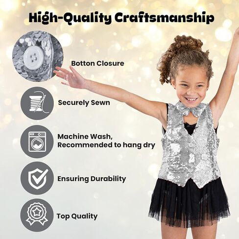 Dress Up America Sequin Vest with Bowtie - Sparkly Vest for Boys - Costume Party Vest for Kids - Boys Sequin Vest in Saudi Arabia