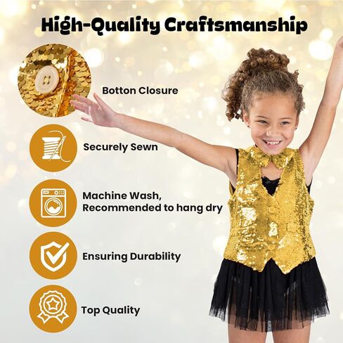 Dress Up America Sequin Vest with Bowtie - Sparkly Vest for Boys - Costume Party Vest for Kids - Boys Sequin Vest in Saudi Arabia