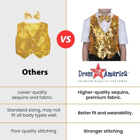 Dress Up America Sequin Vest with Bowtie - Sparkly Vest for Boys - Costume Party Vest for Kids - Boys Sequin Vest in Saudi Arabia