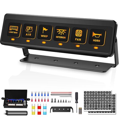 اللاسلكي 4 لوحة مفتاح عصابة ، لوحة تبديل 12V مقاوم للماء ، مربع تبديل التتابع 60A مع 2 وظائف ذاكرة الضوء و 4 أوضاع تحكم لشاحنة UTV ATV Marine RV in Kuwait