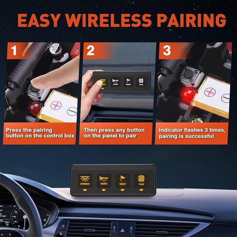 اللاسلكي 4 لوحة مفتاح عصابة ، لوحة تبديل 12V مقاوم للماء ، مربع تبديل التتابع 60A مع 2 وظائف ذاكرة الضوء و 4 أوضاع تحكم لشاحنة UTV ATV Marine RV in Kuwait