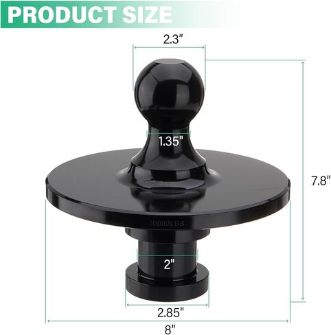 Fifth Wheel Gooseneck Hitch Adapter with 12" Compensation Ring, Kingpin to 2-5/16'' Gooseneck Ball Adapter for RV Truck Pickup Trailer, 30000lbs Max Load Capacity in Saudi Arabia
