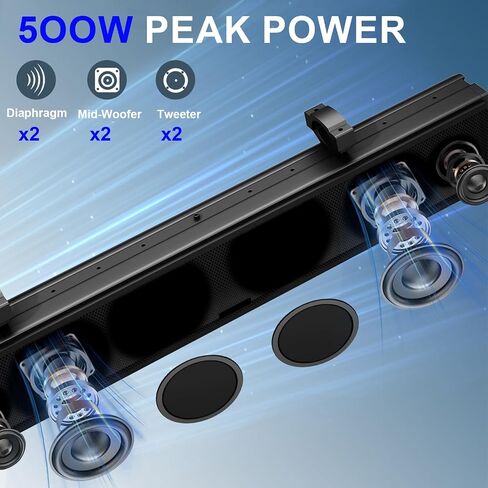 25 "UTV SOUND BAR Bluetooth مقاومة للماء مع إضاءة RGB ، مكبر صوت بلوتوث مع IP65 مقاومة للماء ، 500 واط تضخيم ، تصاعد عالمي ل ATV ، عربة الجولف ، Polaris RZR ، Can-Am in Saudi Arabia