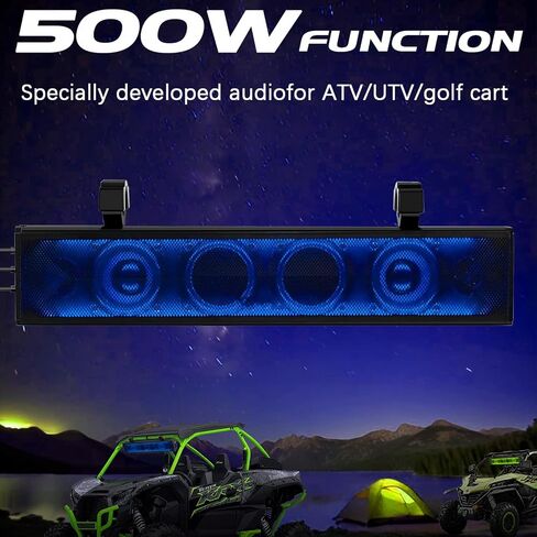 25 "UTV SOUND BAR Bluetooth مقاومة للماء مع إضاءة RGB ، مكبر صوت بلوتوث مع IP65 مقاومة للماء ، 500 واط تضخيم ، تصاعد عالمي ل ATV ، عربة الجولف ، Polaris RZR ، Can-Am in Saudi Arabia