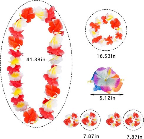 7 Pcs Hula Outfits Hawaiian Flowers Leaf Skirts for Women Dress Outfits Tropical Grass Skirts for Beach Party Favors in Saudi Arabia