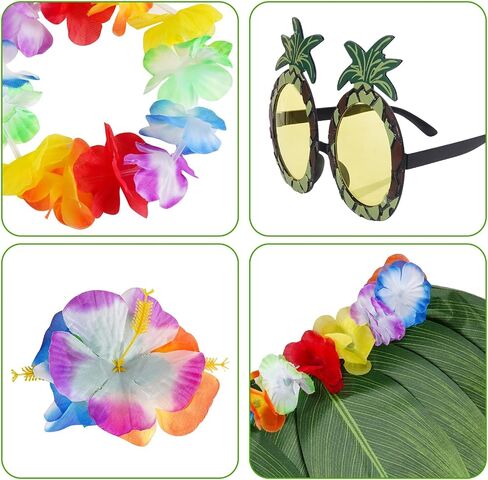 7 PCS HULA Outfits Hawaiian Flowers Leaf Clorts for Women Dress Thouse Thorts Tropical Grass Tarts for Beach Party Favors in Saudi Arabia