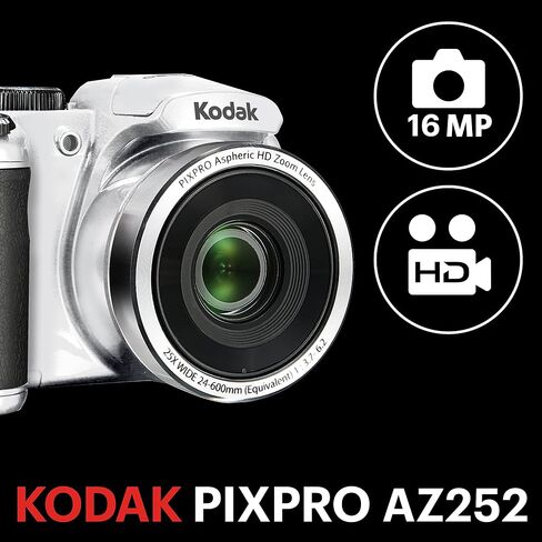 كوداك كاميرا رقمية استرو زووم AZ252-RD بدقة 16 ميجابكسل مع تقريب بصري 25 مرة وشاشة LCD مقاس 3 انش من بيكسبرو (احمر) in Kuwait