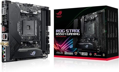 ASUS ROG Strix B550-I Gaming AMD AM4 (3rd Gen Ryzen™) Mini-ITX SFF Gaming Motherboard (PCIe 4.0, WiFi 6, 2.5Gb LAN, DDR4 5100+ (O.C.), Front USB 3.2 Gen 2 Type-C, Addressable Gen 2 RGB and Aura Sync) in Kuwait