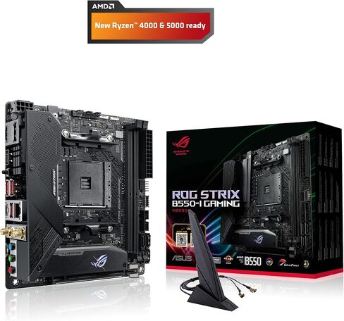 ASUS ROG Strix B550-I Gaming AMD AM4 (3rd Gen Ryzen™) Mini-ITX SFF Gaming Motherboard (PCIe 4.0, WiFi 6, 2.5Gb LAN, DDR4 5100+ (O.C.), Front USB 3.2 Gen 2 Type-C, Addressable Gen 2 RGB and Aura Sync) in Kuwait