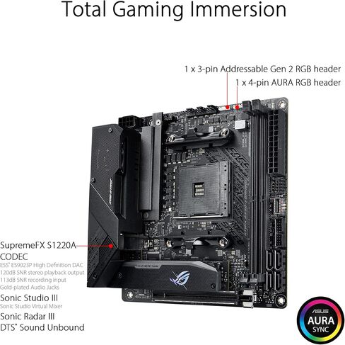 ASUS ROG Strix B550-I Gaming AMD AM4 (3rd Gen Ryzen™) Mini-ITX SFF Gaming Motherboard (PCIe 4.0, WiFi 6, 2.5Gb LAN, DDR4 5100+ (O.C.), Front USB 3.2 Gen 2 Type-C, Addressable Gen 2 RGB and Aura Sync) in Kuwait