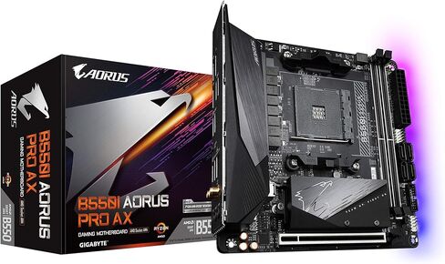 GIGABYTE B550I AORUS PRO AX (AM4 AMD/B550/Mini-Itx/Dual M.2/SATA 6Gb/s/USB 3.2 Gen 1/WiFi 6/2.5 GbE LAN/PCIe4.0/Realtek ALC1220-Vb/DisplayPort 1.4/2xHDMI 2.0B/RGB Fusion 2.0/DDR4/Gaming Motherboard) in Saudi Arabia