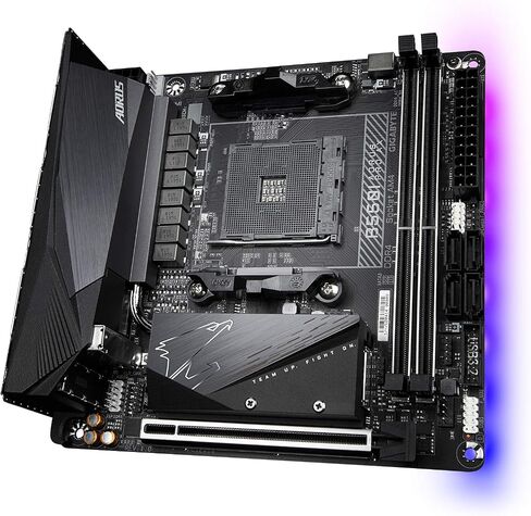 GIGABYTE B550I AORUS PRO AX (AM4 AMD/B550/Mini-Itx/Dual M.2/SATA 6Gb/s/USB 3.2 Gen 1/WiFi 6/2.5 GbE LAN/PCIe4.0/Realtek ALC1220-Vb/DisplayPort 1.4/2xHDMI 2.0B/RGB Fusion 2.0/DDR4/Gaming Motherboard) in Saudi Arabia
