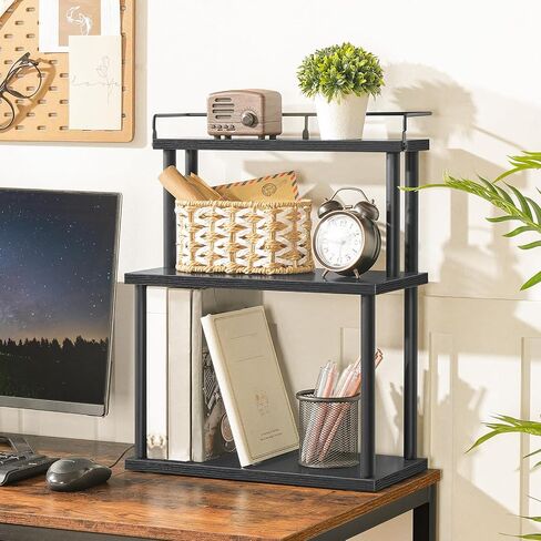 HOOBRO Kitchen Countertop Organizer, Moveable Corner Shelf, Desktop Storage Organizer for Countertop, Office Desk, Living Room, Rustic Brown and Black BF02TL01 in Saudi Arabia