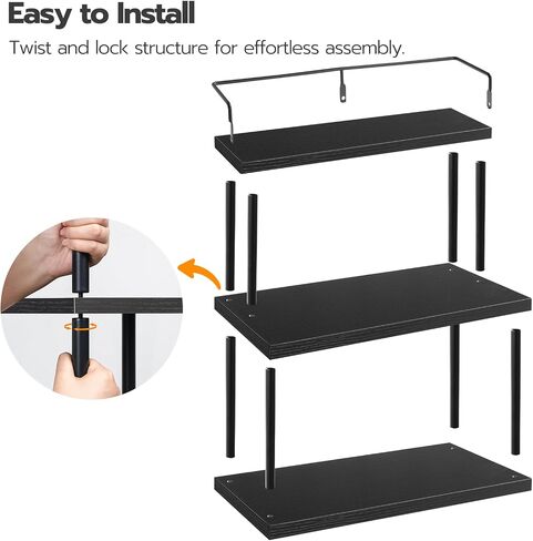 HOOBRO Kitchen Countertop Organizer, Moveable Corner Shelf, Desktop Storage Organizer for Countertop, Office Desk, Living Room, Rustic Brown and Black BF02TL01 in Saudi Arabia