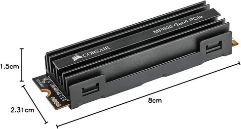 سلسلة Corsair Force MP600 2TB Gen4 PCIe x4 NVMe M.2 SSD (قراءة تسلسلية تصل إلى 4,950 ميجابايت/ثانية وسرعات كتابة تسلسلية 4,250 ميجابايت/ثانية، ناند TLC NAND ثلاثي الأبعاد عالي الكثافة، عامل شكل M.2 2280) أسود in Saudi Arabia
