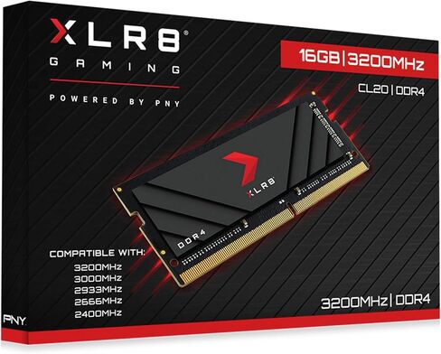 PNY XLR8 Gaming 16GB (2x8GB) DDDR4 DRAM 3200MHz (PC4-25600) CL20 1.2V Dual Channel Overclocked Notebook/Laptop (SODIMM) Computer Memory Kit – MN16GK2D43200X in Saudi Arabia